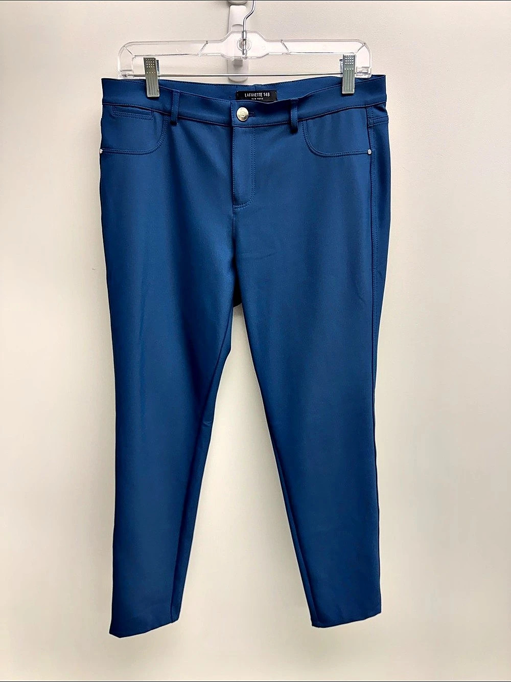Lafayette 148 New York Mercer Techno Stretch Twill Ankle Pants, Teal Size 10